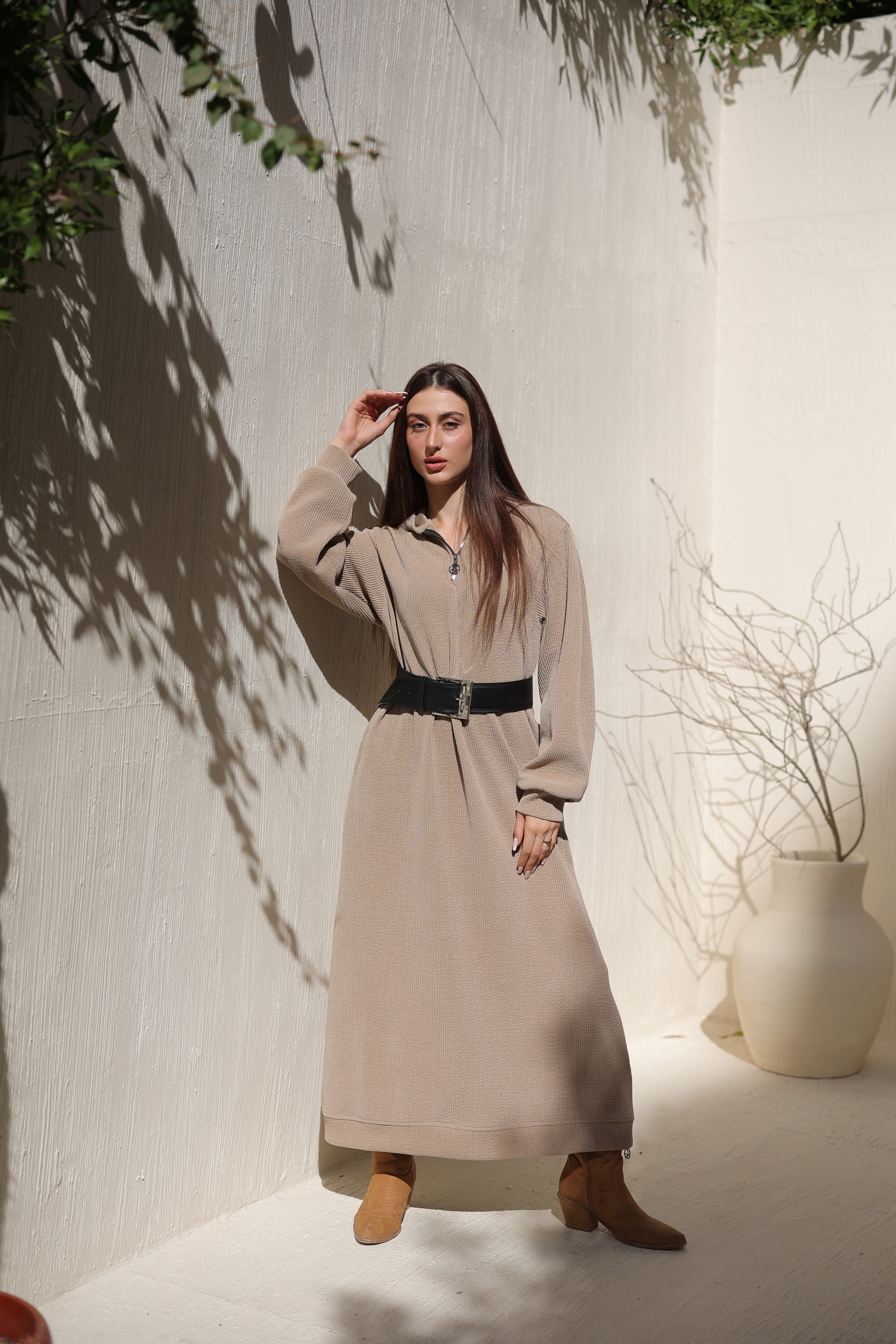 Zoya هودي طويل قطيفه سوسته